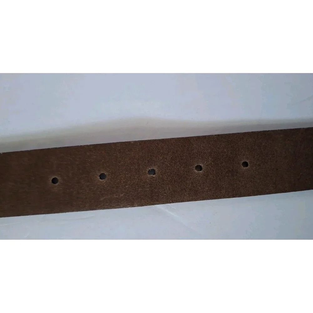 Hugo Boss Cow Skin Leather Belt Size 34 Brown Silver Buckle Dress Work Preppy
